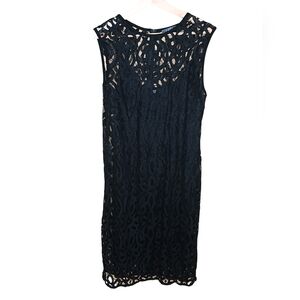 Velvet by Graham & Spencer Black Sleeveless Lace Sheath Dress